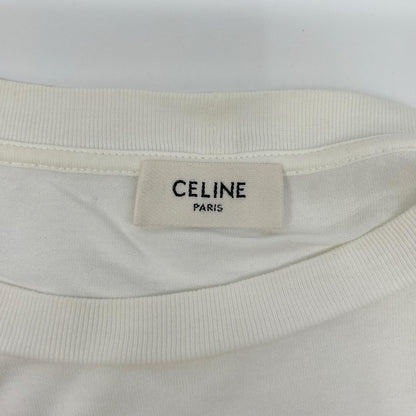 CELINE Classic Logo Loose White Cotton T-Shirt Size XXL