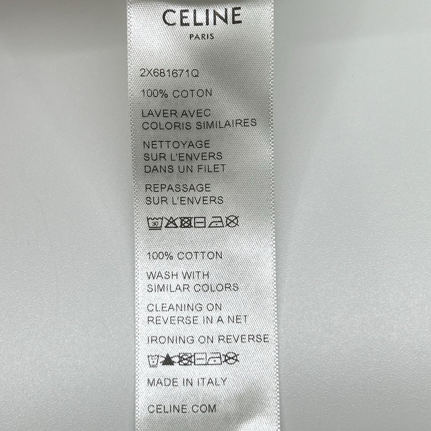 CELINE Classic Logo Loose White Cotton T-Shirt Size XXL