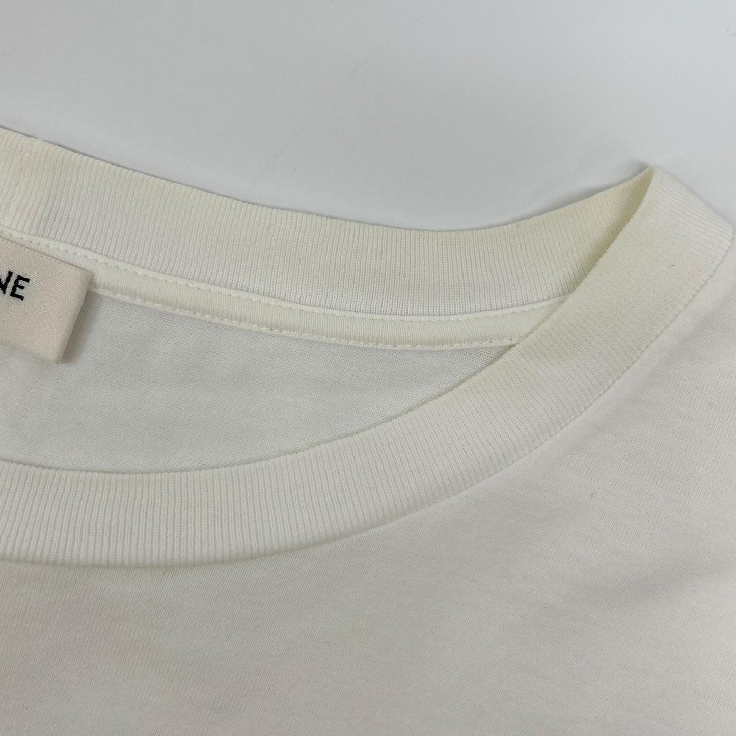 CELINE Classic Logo Loose White Cotton T-Shirt Size XXL