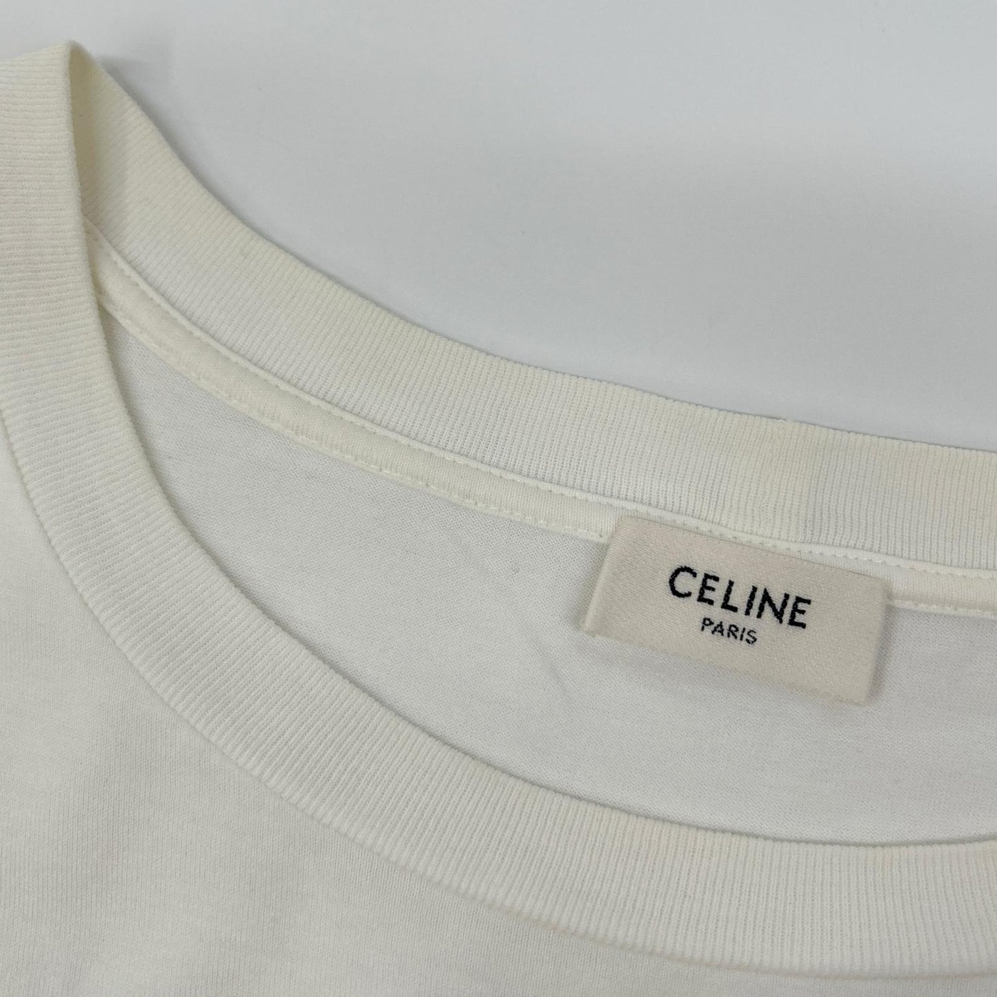 CELINE Classic Logo Loose White Cotton T-Shirt Size XXL