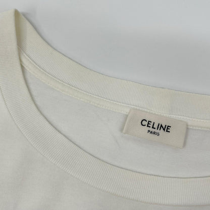 CELINE Classic Logo Loose White Cotton T-Shirt Size XXL