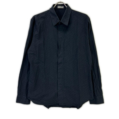 DIOR 013C502A4743 Navy Oblique Jacquard Cotton Shirt Size 42