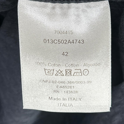 DIOR 013C502A4743 Navy Oblique Jacquard Cotton Shirt Size 42