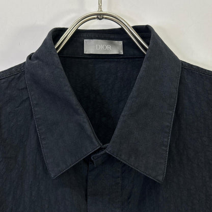 DIOR 013C502A4743 Navy Oblique Jacquard Cotton Shirt Size 42