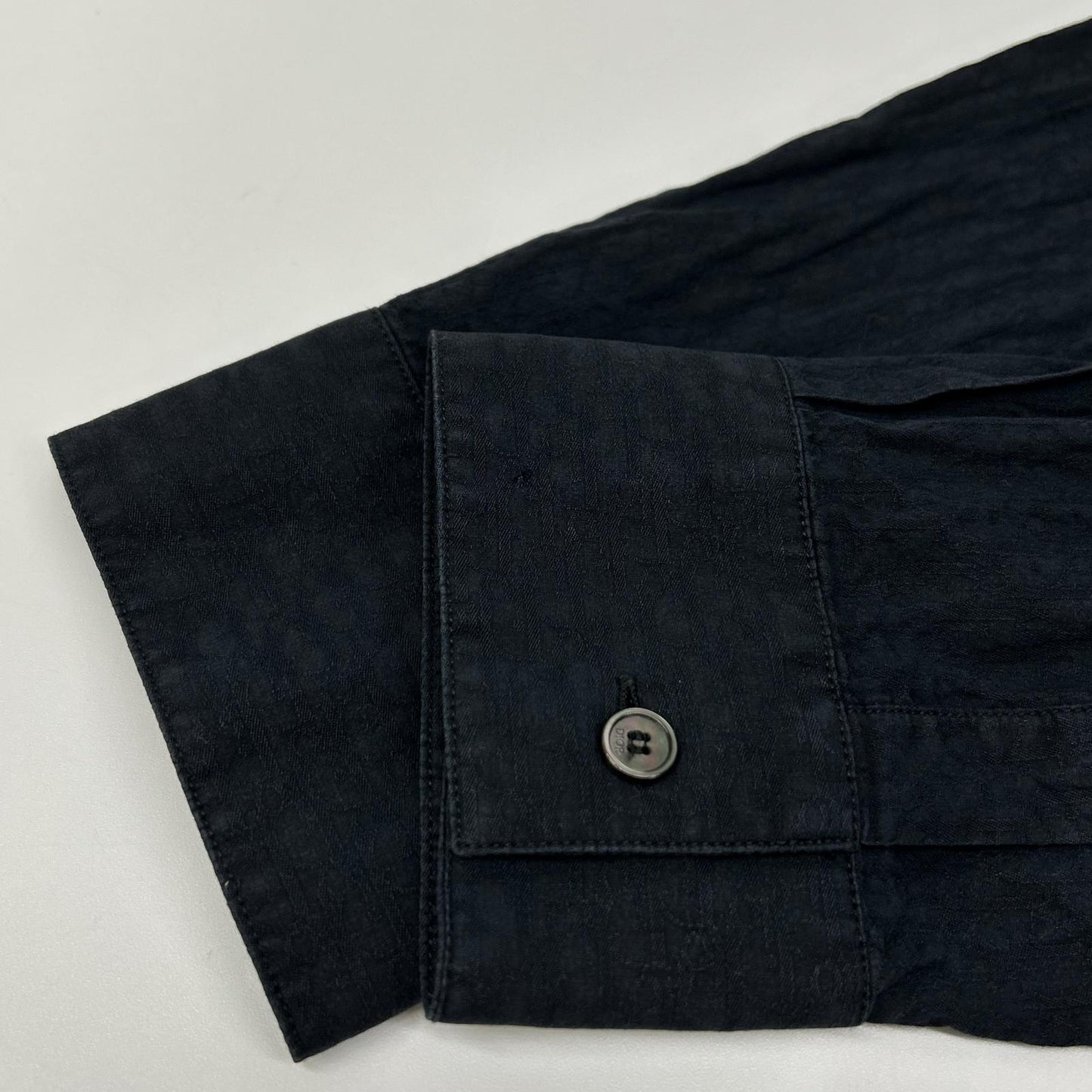 DIOR 013C502A4743 Navy Oblique Jacquard Cotton Shirt Size 42