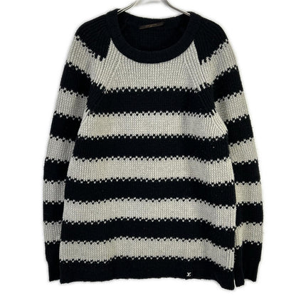 LOUIS VUITTON Black Gray Wool Striped Sweater Size L