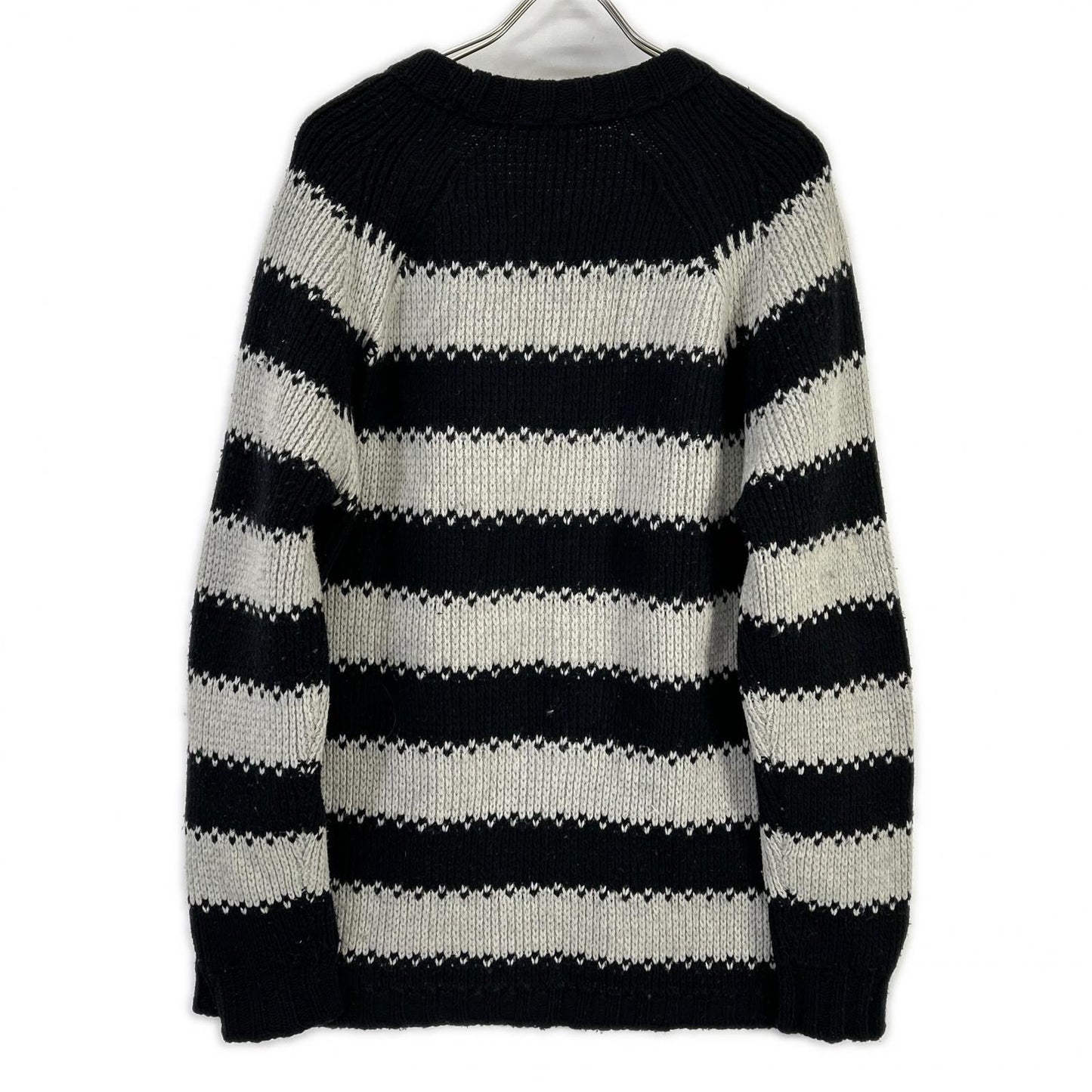 LOUIS VUITTON Black Gray Wool Striped Sweater Size L