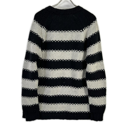 LOUIS VUITTON Black Gray Wool Striped Sweater Size L