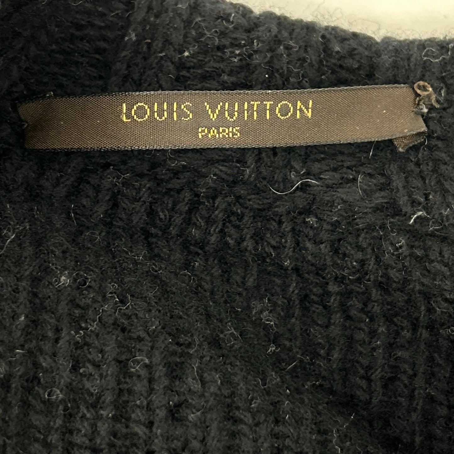 LOUIS VUITTON Black Gray Wool Striped Sweater Size L