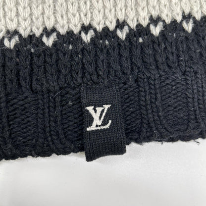 LOUIS VUITTON Black Gray Wool Striped Sweater Size L