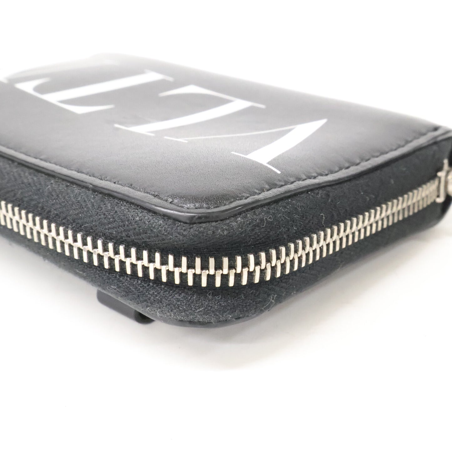 VALENTINO VLTN Fluo Neckholder Leather Wallet Size ONE Black