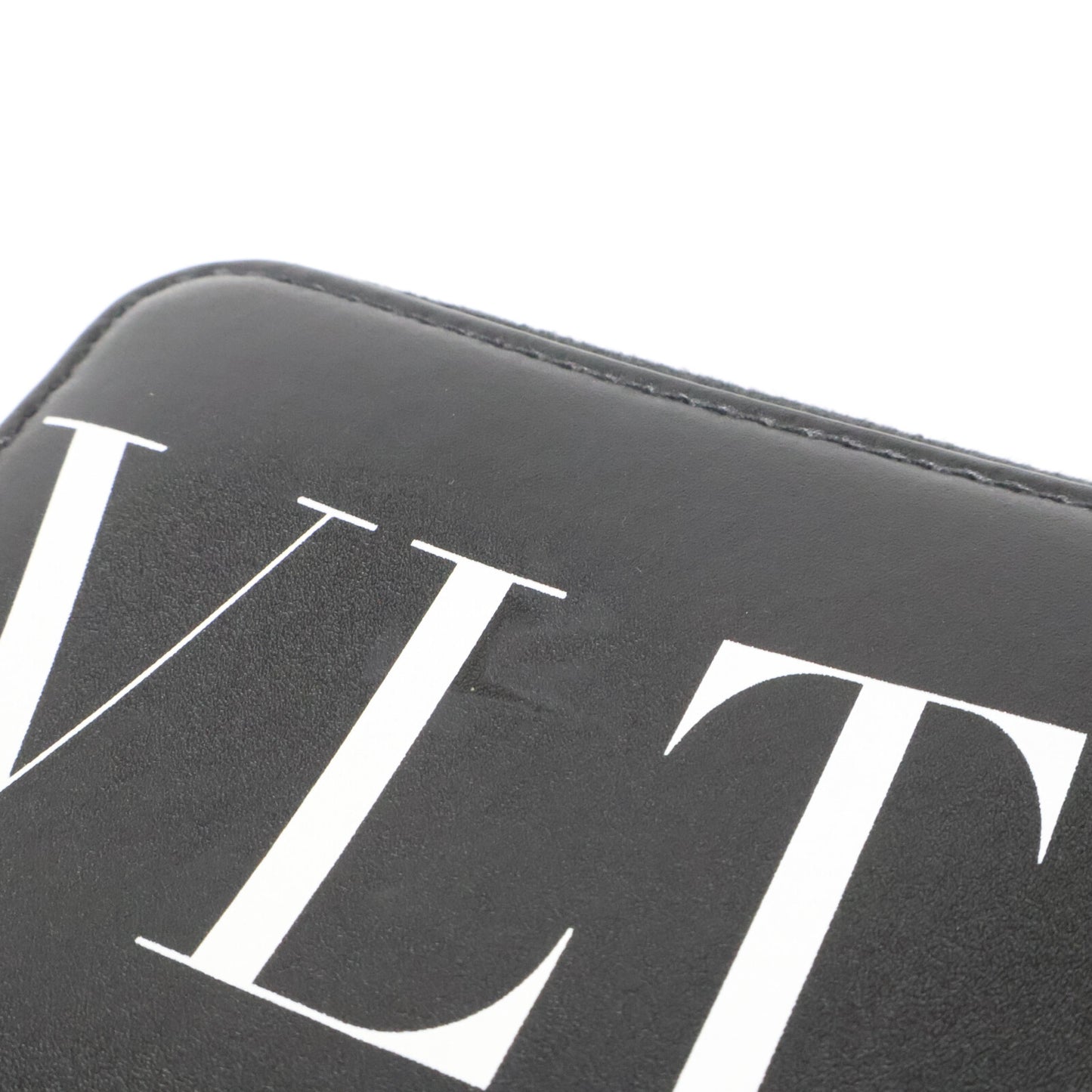 VALENTINO VLTN Fluo Neckholder Leather Wallet Size ONE Black