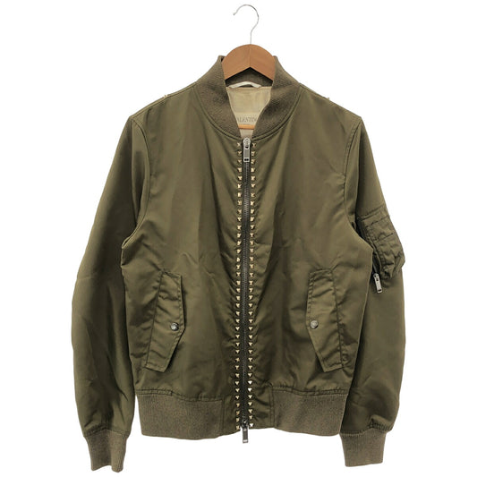 VALENTINO Rockstud MA-1 Bomber Jacket Khaki Size 38