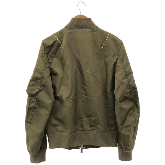 VALENTINO Rockstud MA-1 Bomber Jacket Khaki Size 38