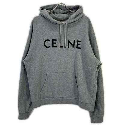 CELINE 2Y321052H Logo Print Hoodie Gray Cotton Size XXL