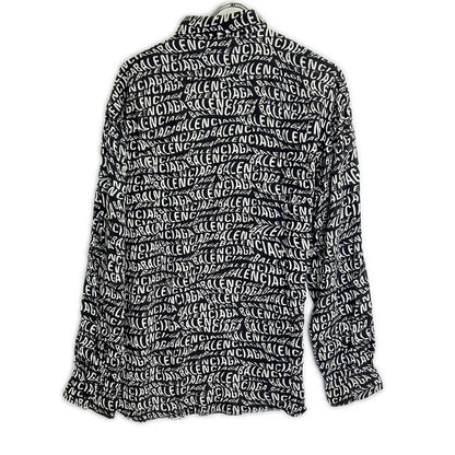 BALENCIAGA 508467 All-over Logo Rayon Shirt Size 38
