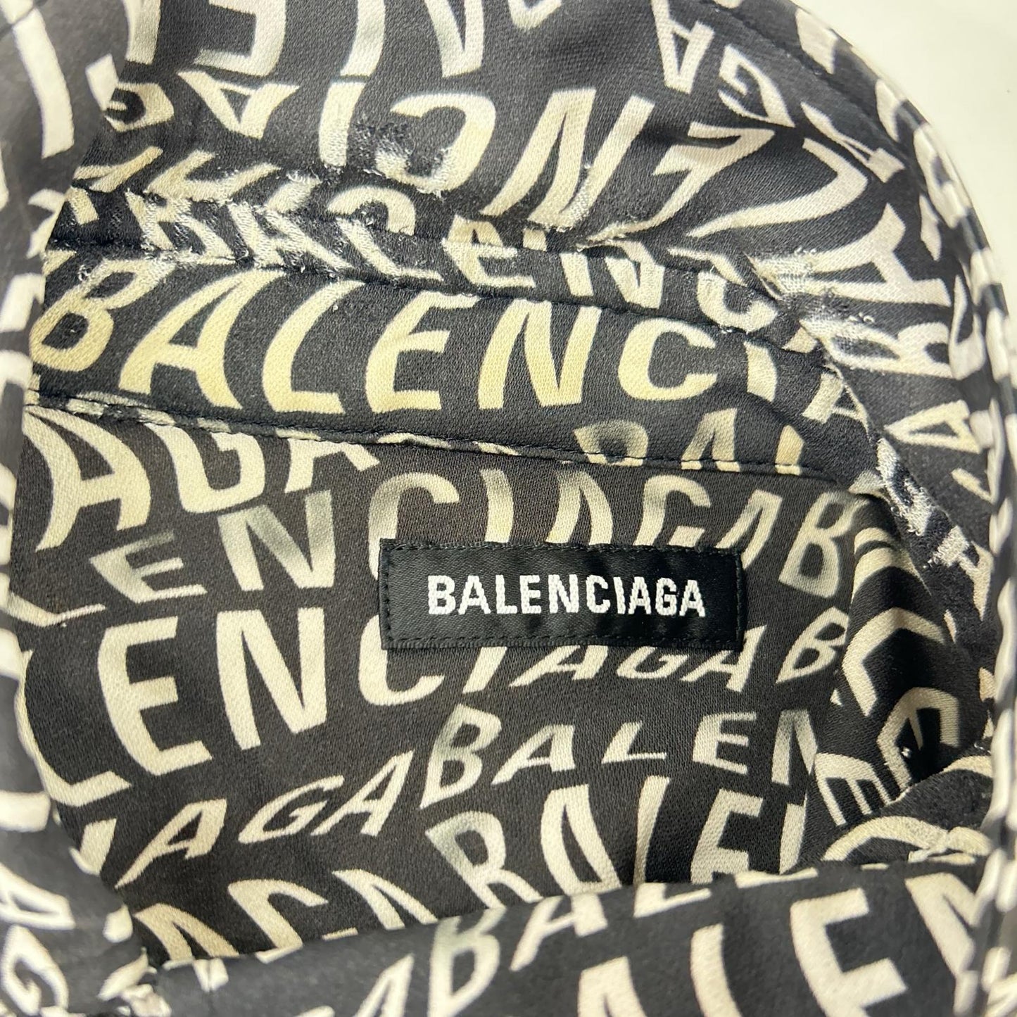 BALENCIAGA 508467 All-over Logo Rayon Shirt Size 38