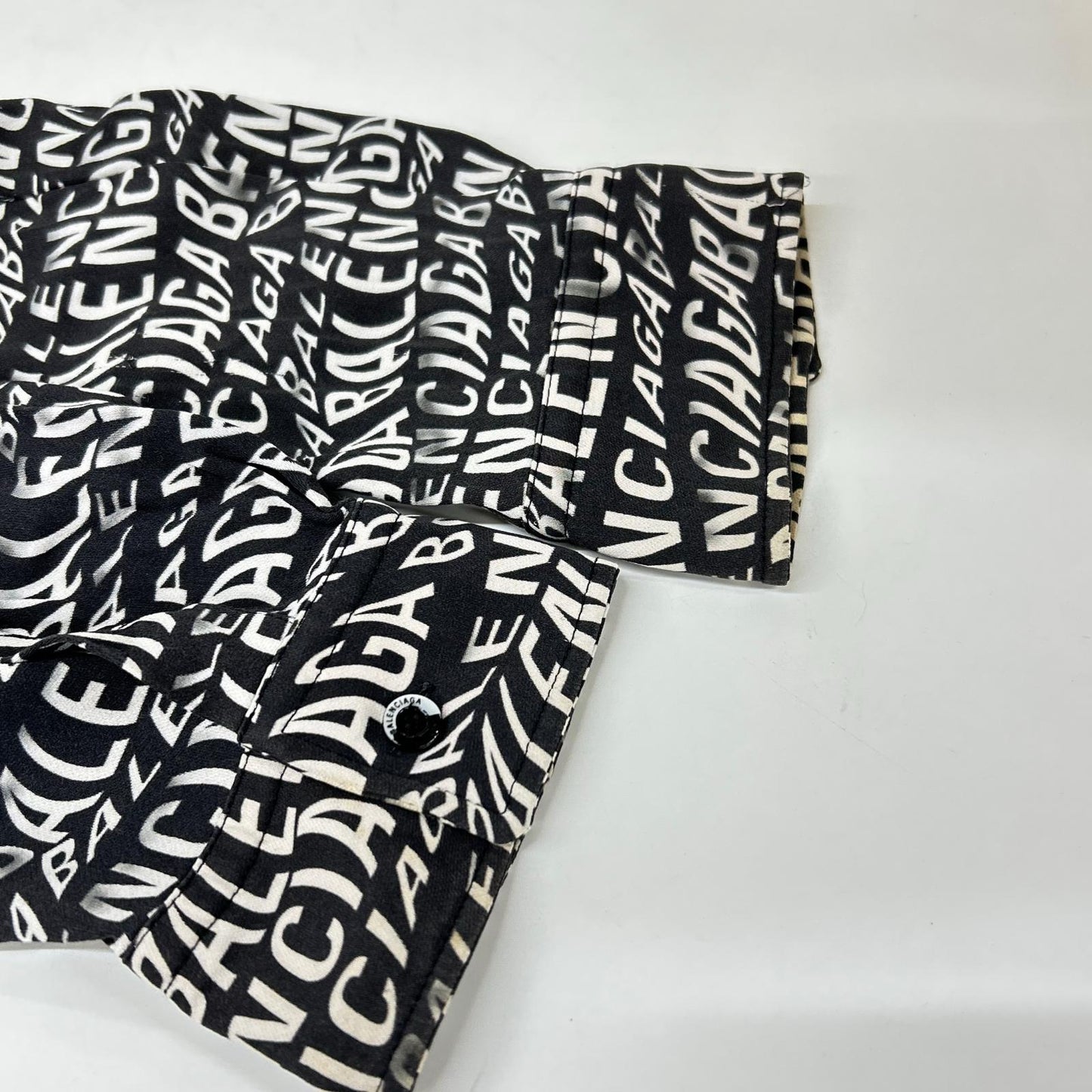 BALENCIAGA 508467 All-over Logo Rayon Shirt Size 38