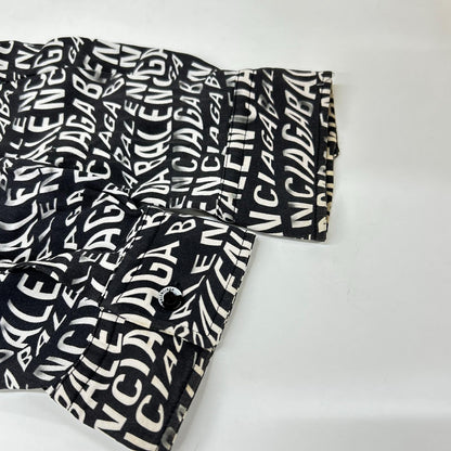 BALENCIAGA 508467 All-over Logo Rayon Shirt Size 38