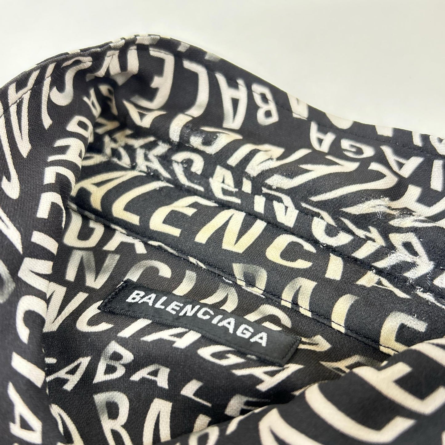 BALENCIAGA 508467 All-over Logo Rayon Shirt Size 38