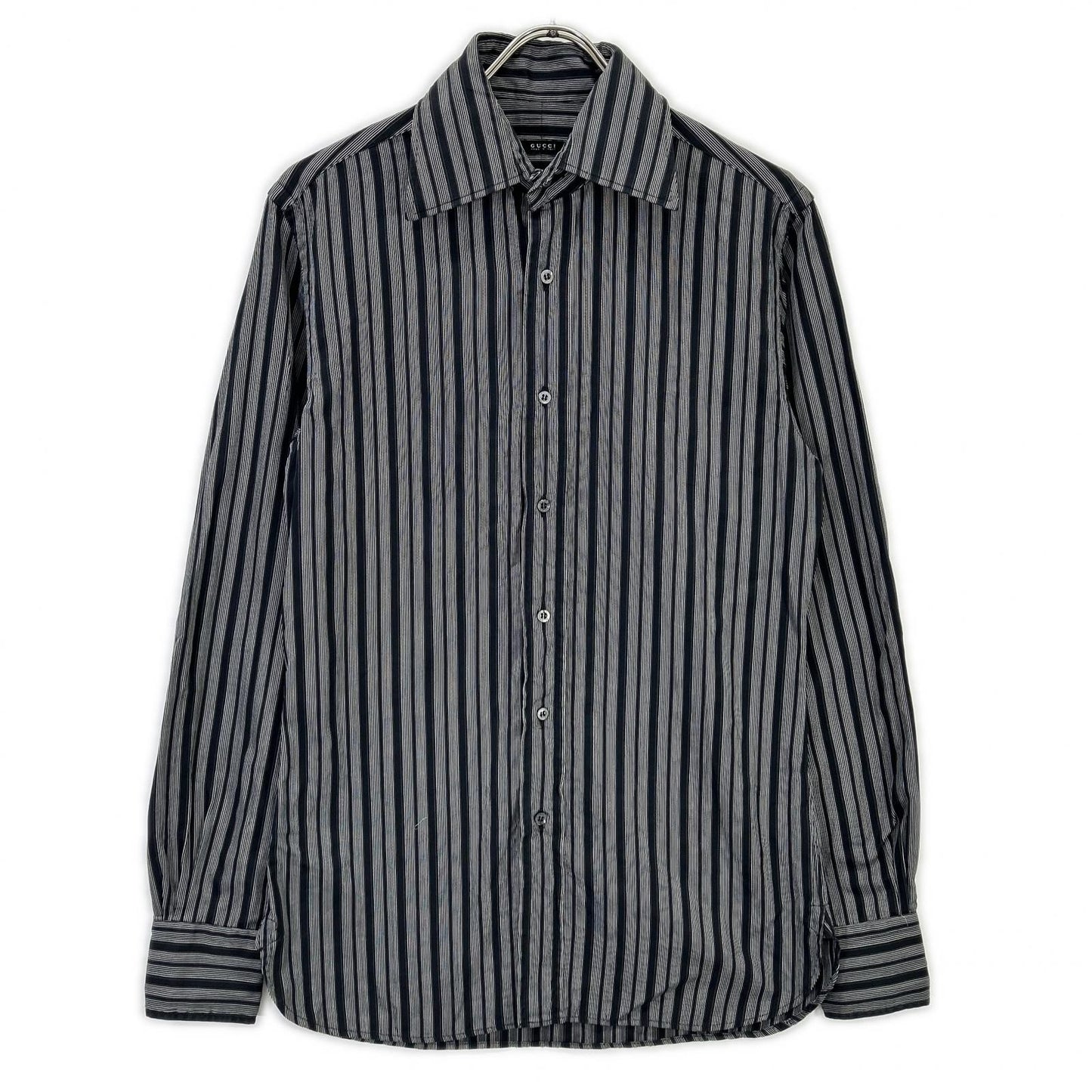 GUCCI 121037 Black Stripe Cotton Long Sleeve Shirt