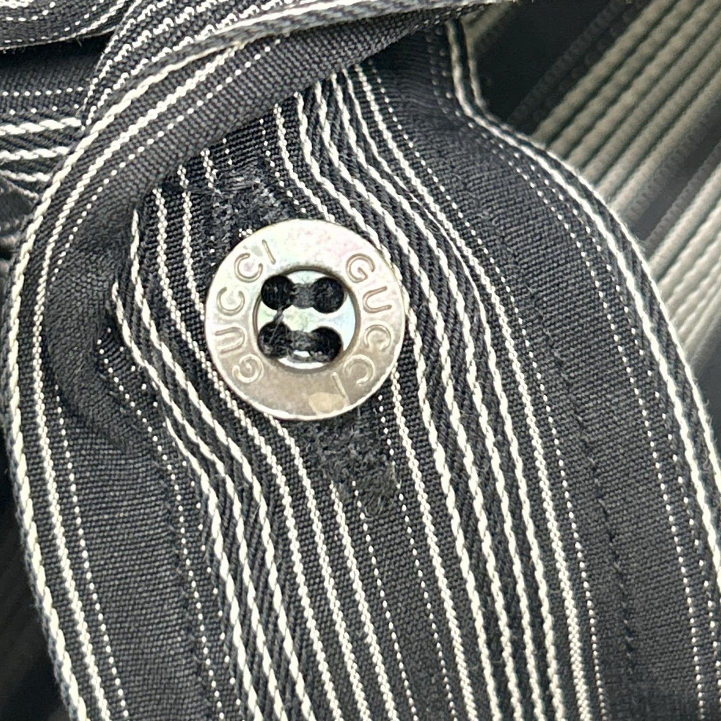 GUCCI 121037 Black Stripe Cotton Long Sleeve Shirt