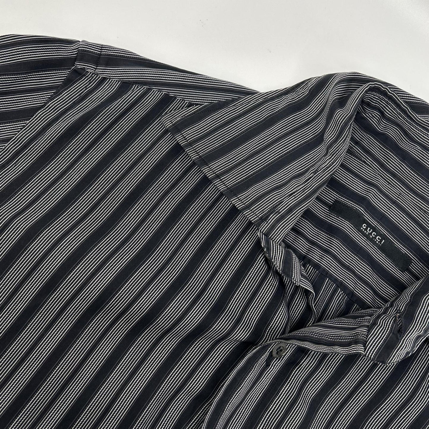 GUCCI 121037 Black Stripe Cotton Long Sleeve Shirt