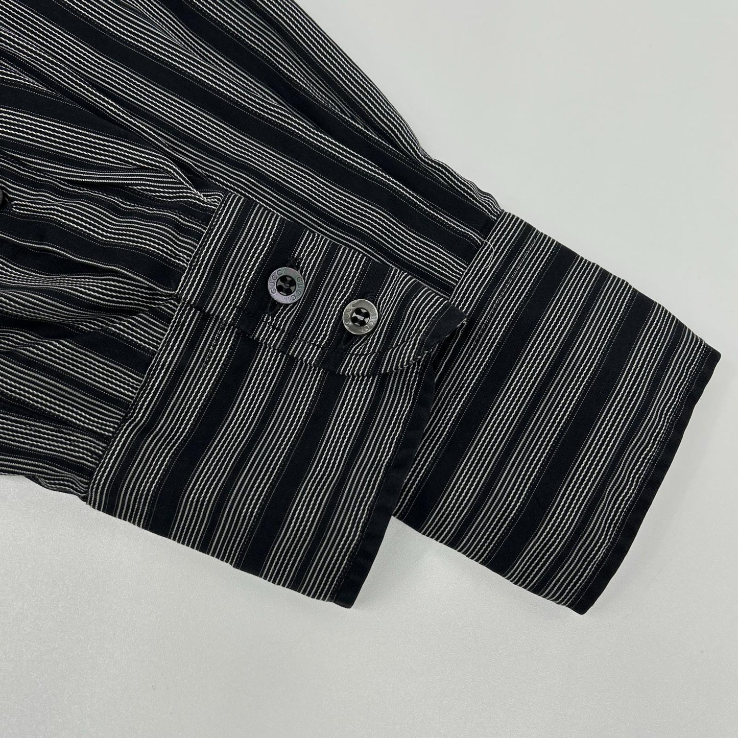 GUCCI 121037 Black Stripe Cotton Long Sleeve Shirt