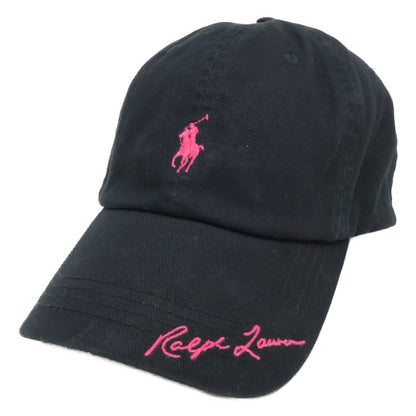 POLO RALPH LAUREN Pink Pony Twill Ball Cap Black