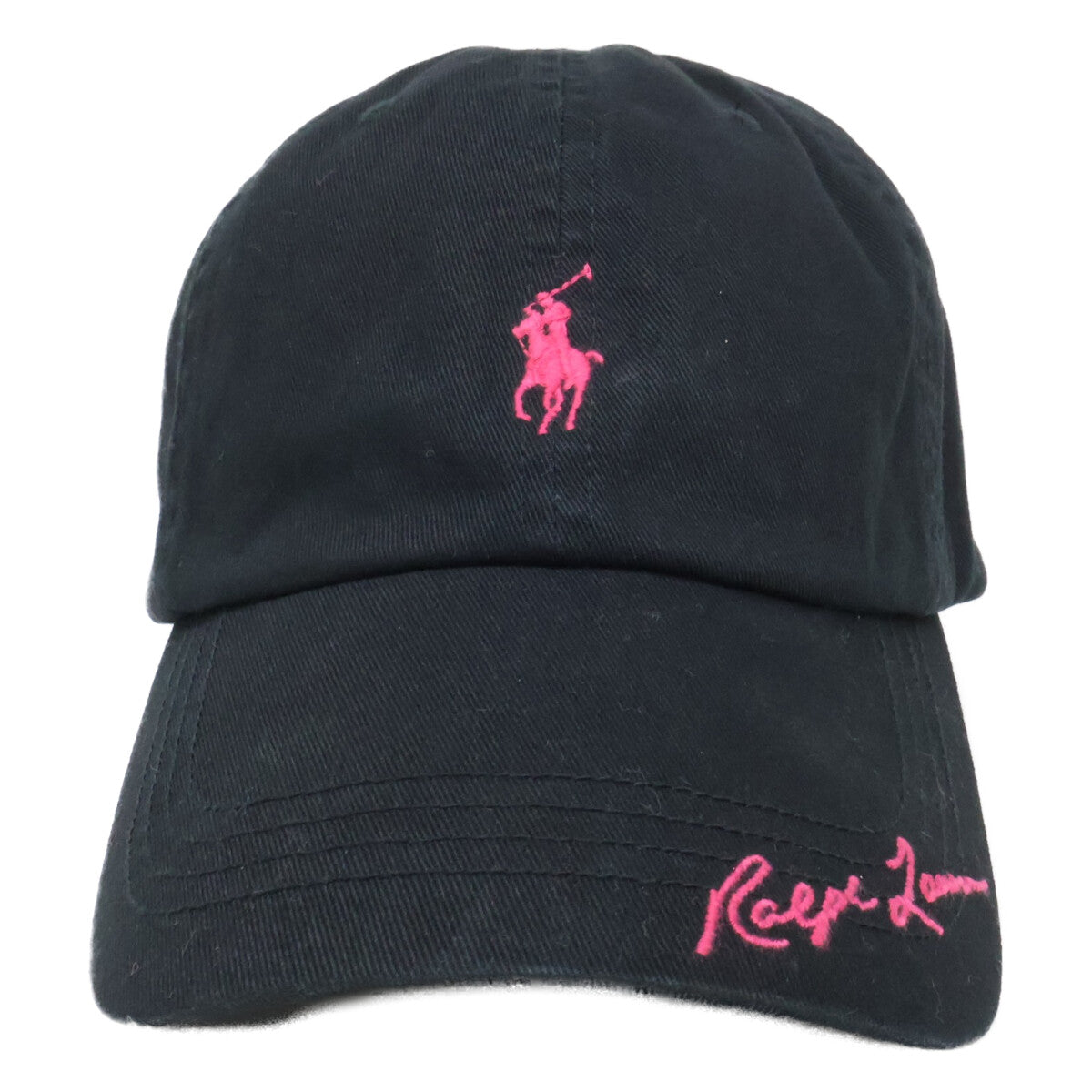 POLO RALPH LAUREN Pink Pony Twill Ball Cap Black