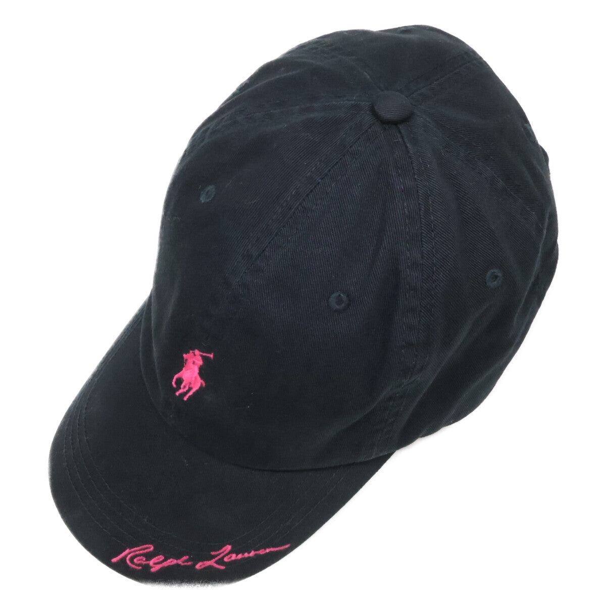 POLO RALPH LAUREN Pink Pony Twill Ball Cap Black