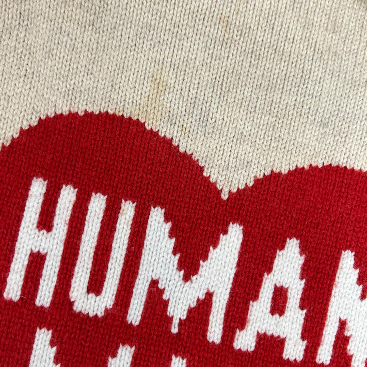 HUMAN MADE Heart Logo Fleece Wool Light Beige Sweater Size XL