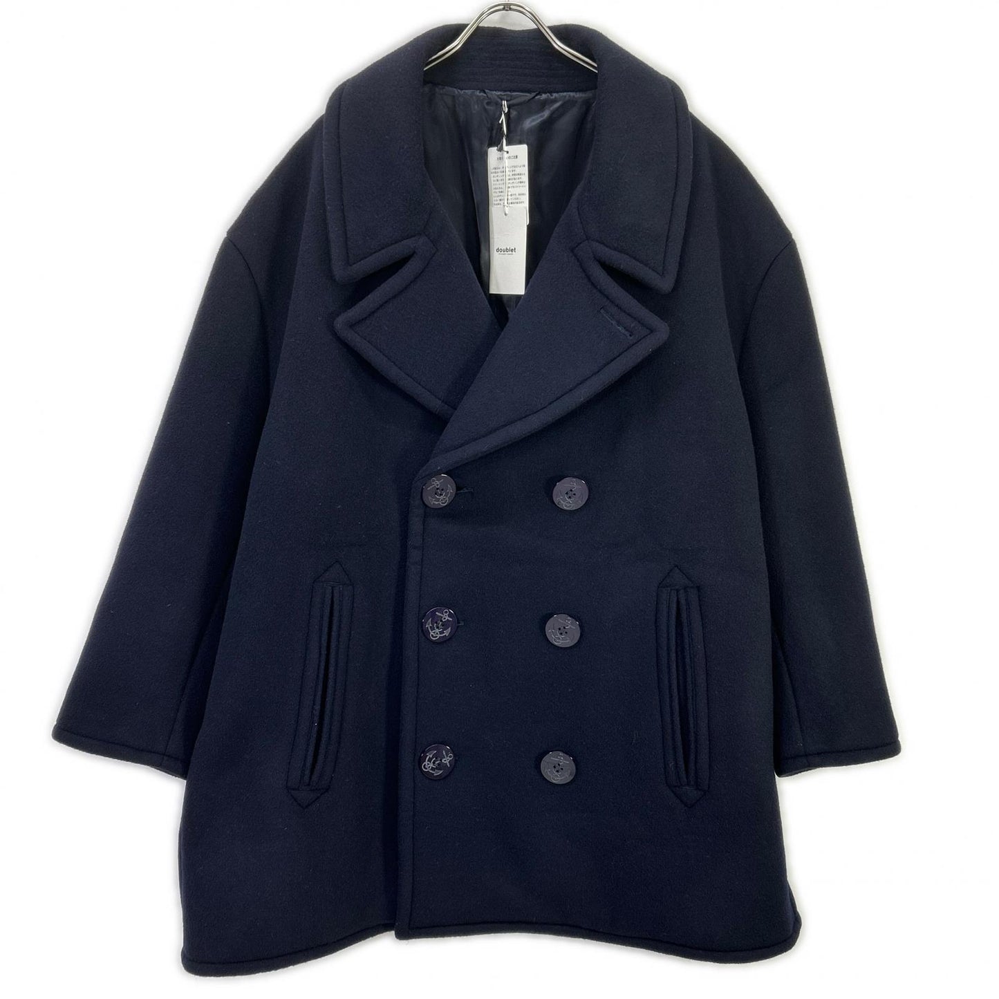 doublet 18AW BONDING OVERSIZED Wool Peacoat Navy Coat Size M