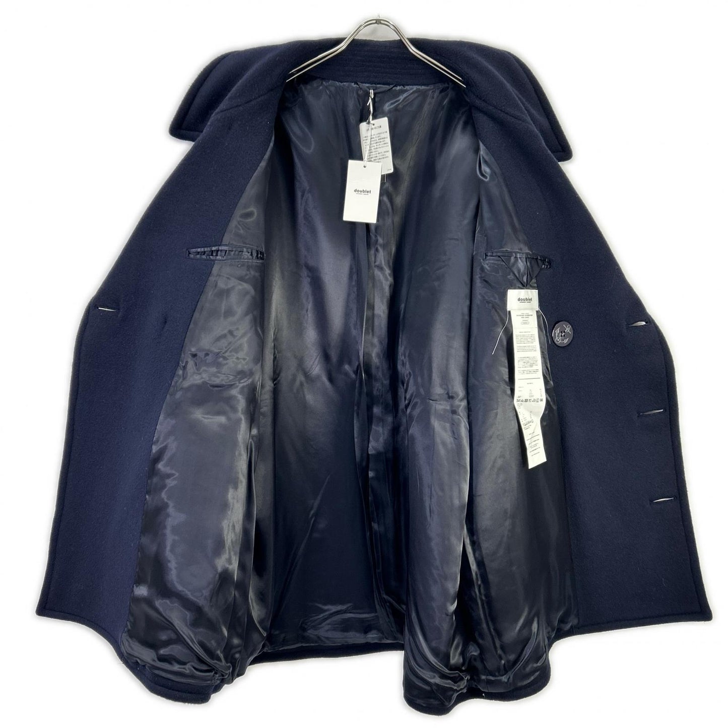 doublet 18AW BONDING OVERSIZED Wool Peacoat Navy Coat Size M