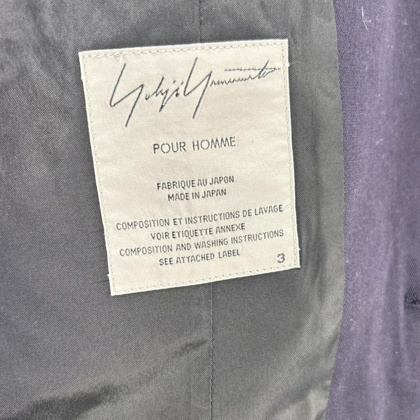 Yohji Yamamoto POUR HOMME Silver Button Blazer Navy Size 3