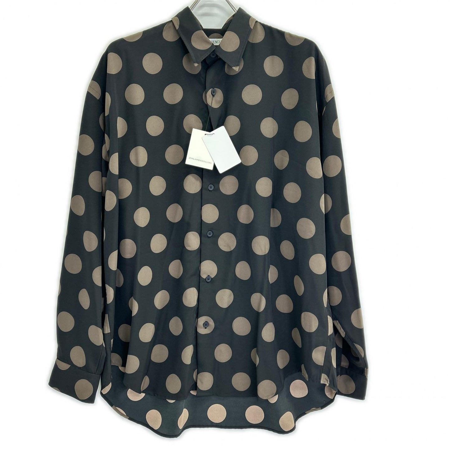 JOHN LAWRENCE SULLIVAN Dot Polyester Black Brown Shirt Size 46