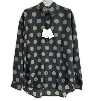 JOHN LAWRENCE SULLIVAN Dot Polyester Black Brown Shirt Size 46