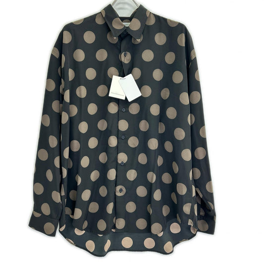 JOHN LAWRENCE SULLIVAN Dot Polyester Black Brown Shirt Size 46