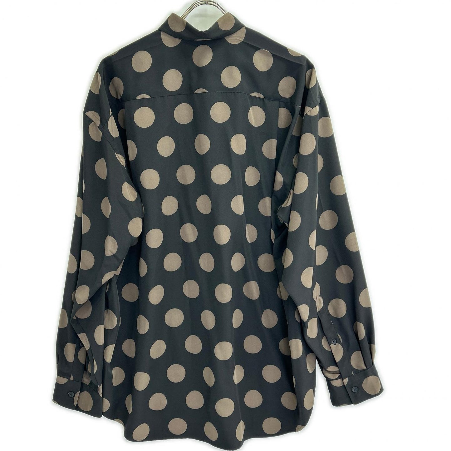 JOHN LAWRENCE SULLIVAN Dot Polyester Black Brown Shirt Size 46