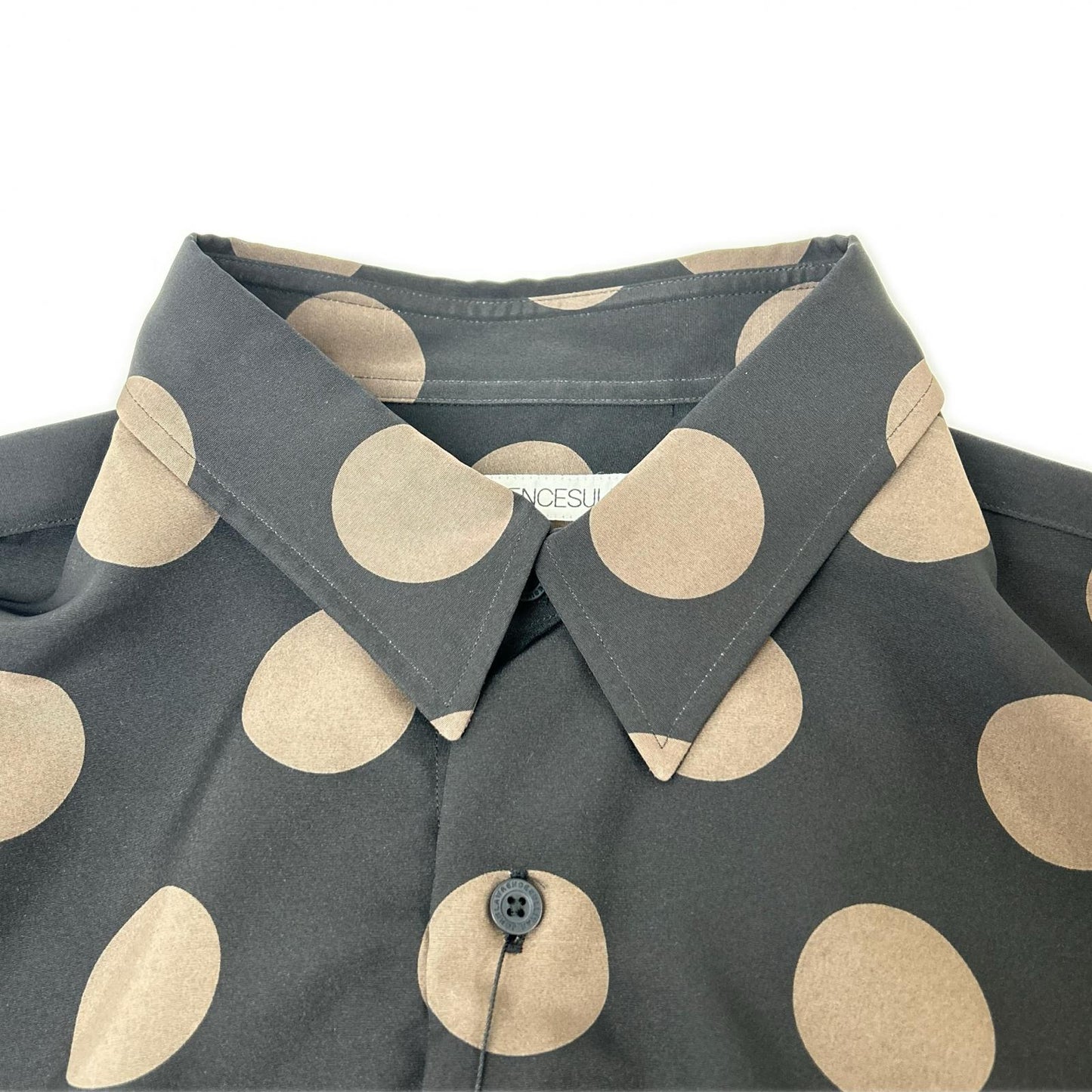 JOHN LAWRENCE SULLIVAN Dot Polyester Black Brown Shirt Size 46