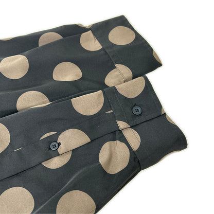 JOHN LAWRENCE SULLIVAN Dot Polyester Black Brown Shirt Size 46