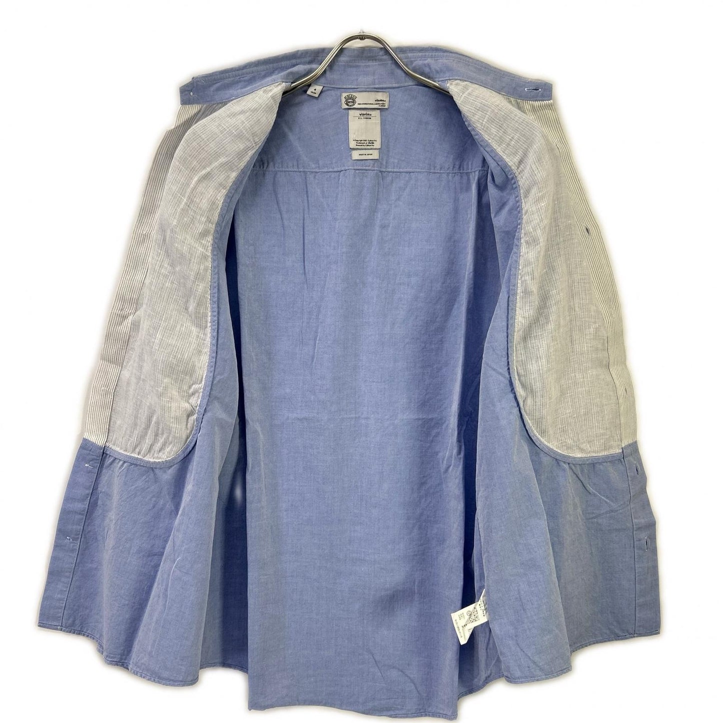 VISVIM Cotton Linen Regular Collar Shirt Blue Size 4