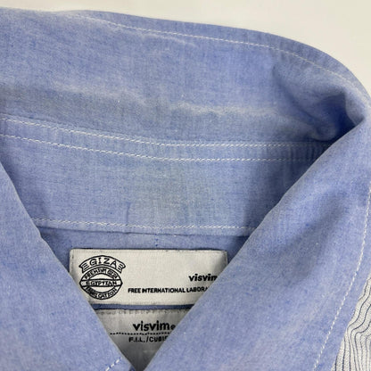 VISVIM Cotton Linen Regular Collar Shirt Blue Size 4