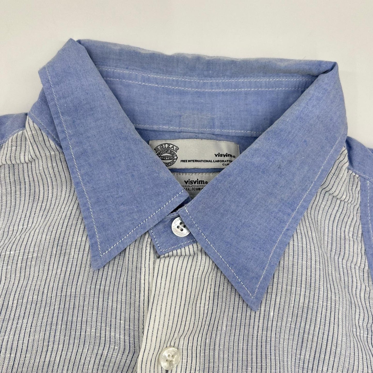 VISVIM Cotton Linen Regular Collar Shirt Blue Size 4