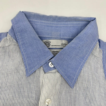 VISVIM Cotton Linen Regular Collar Shirt Blue Size 4