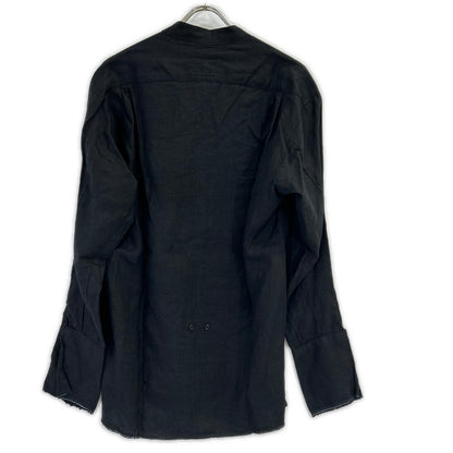 GREG LAUREN Black Cutoff Linen Shirt Size 2