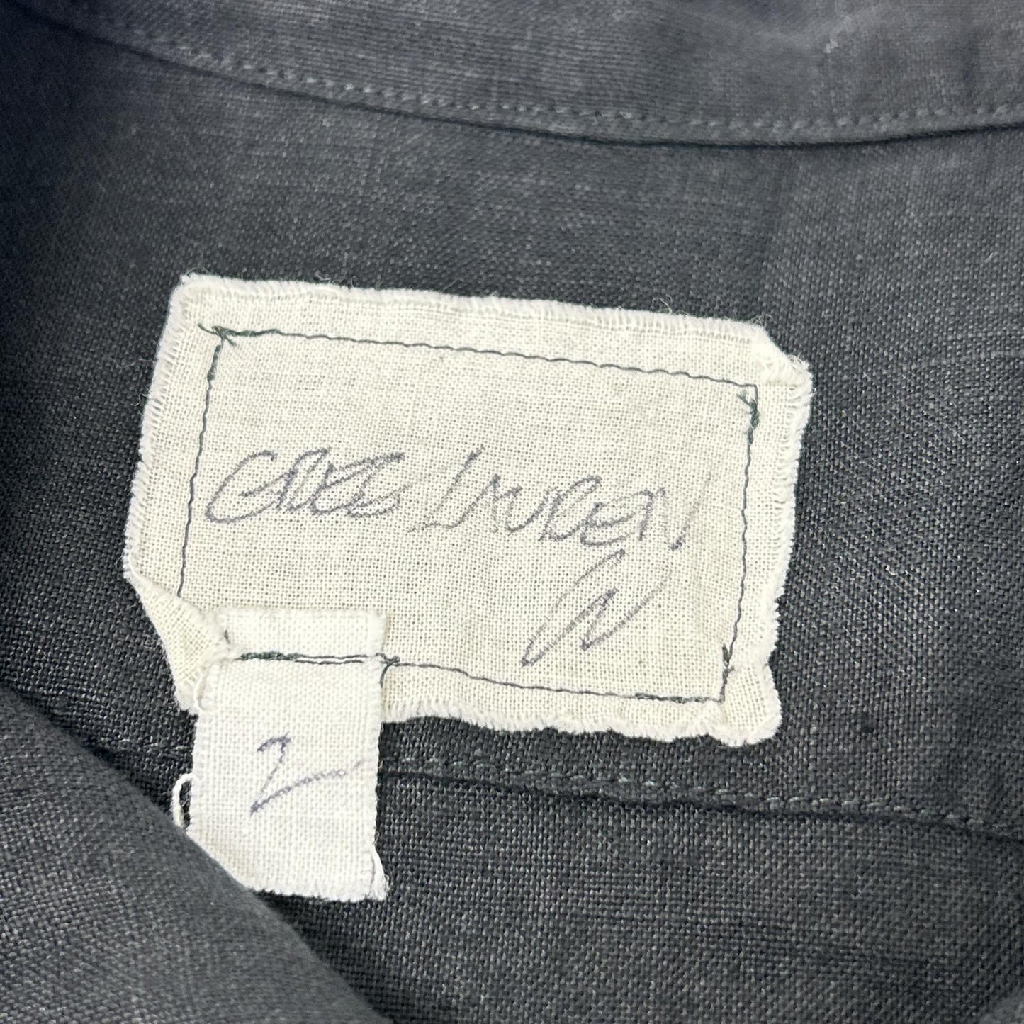 GREG LAUREN Black Cutoff Linen Shirt Size 2