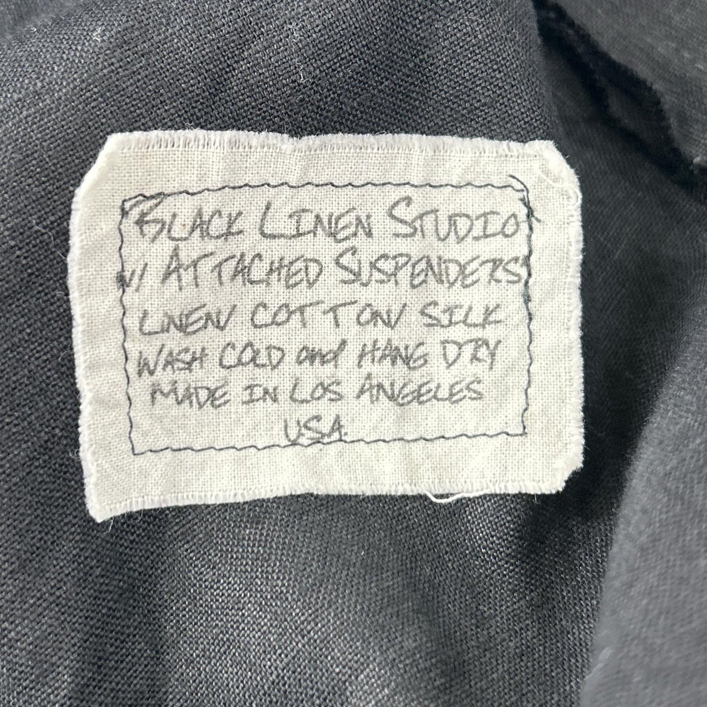 GREG LAUREN Black Cutoff Linen Shirt Size 2