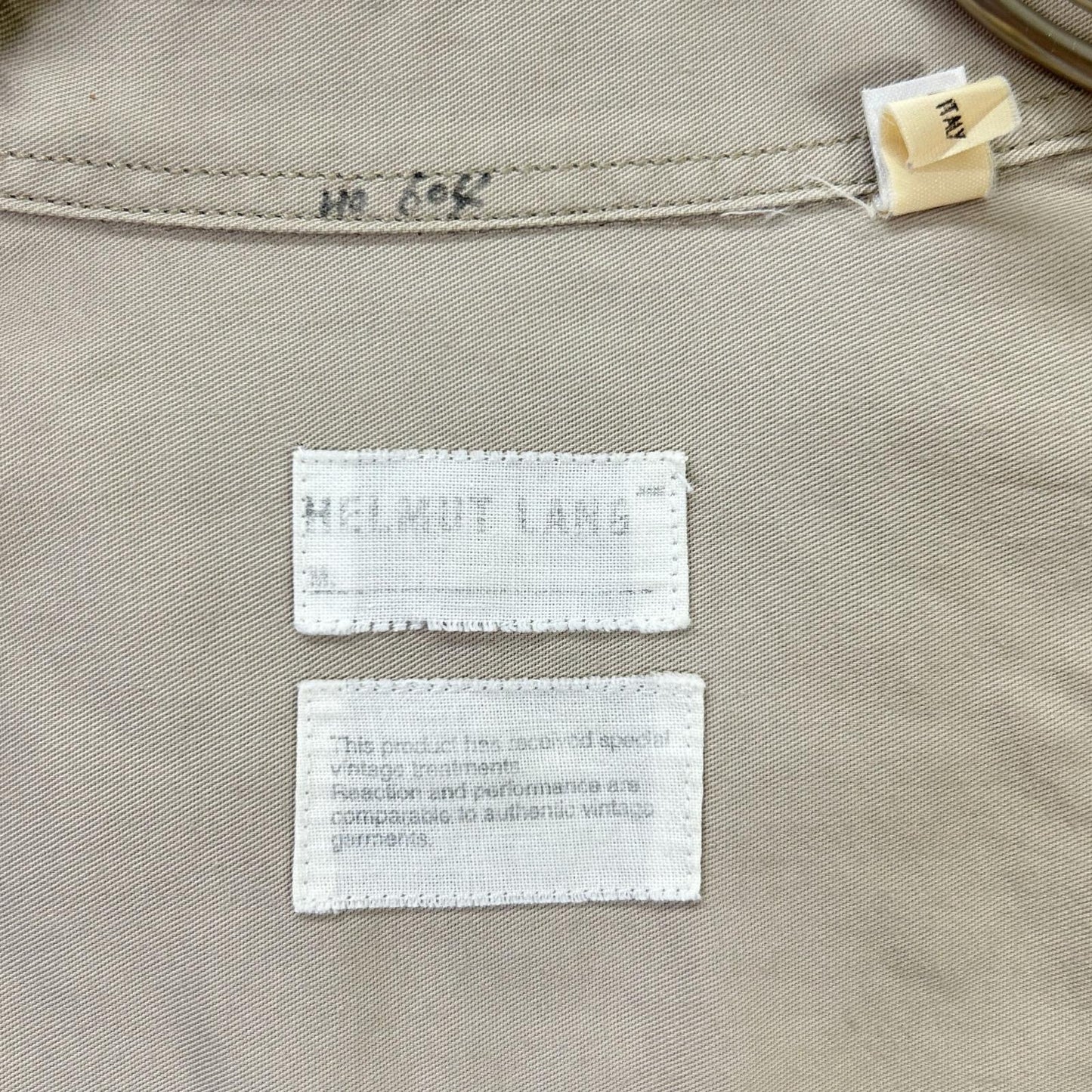Helmut Lang Era Italian Cotton Shirt Beige Size 52