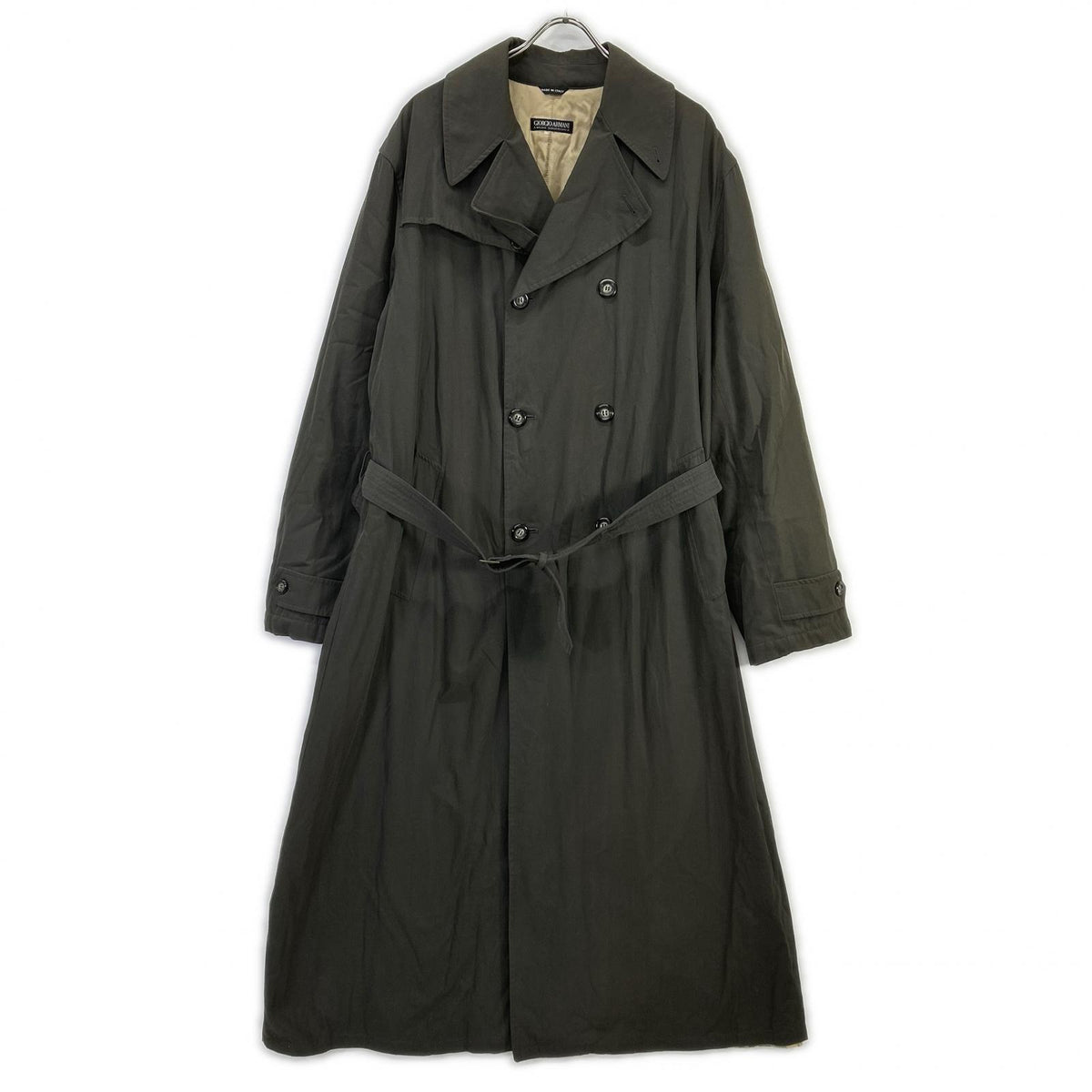 GIORGIOARMANI Khaki Check Lining Belted Trench Coat
